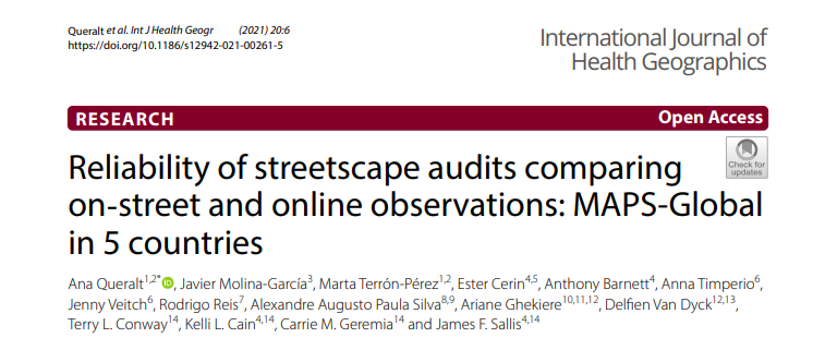 Reliability of streetscape audits comparing on‐street and online observations: MAPS-Global in 5 countries